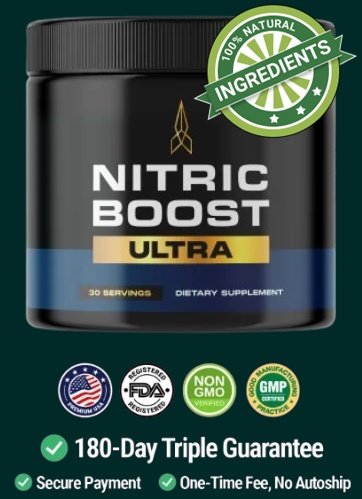 Nitric Boost Ultra tub, a daily nitric oxide powder for men